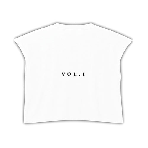 L’ Essential Boxy Tee-Antique White With Red  Accents