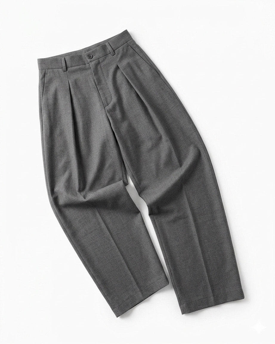 Le Classique Pleated Trouser-Heather Grey
