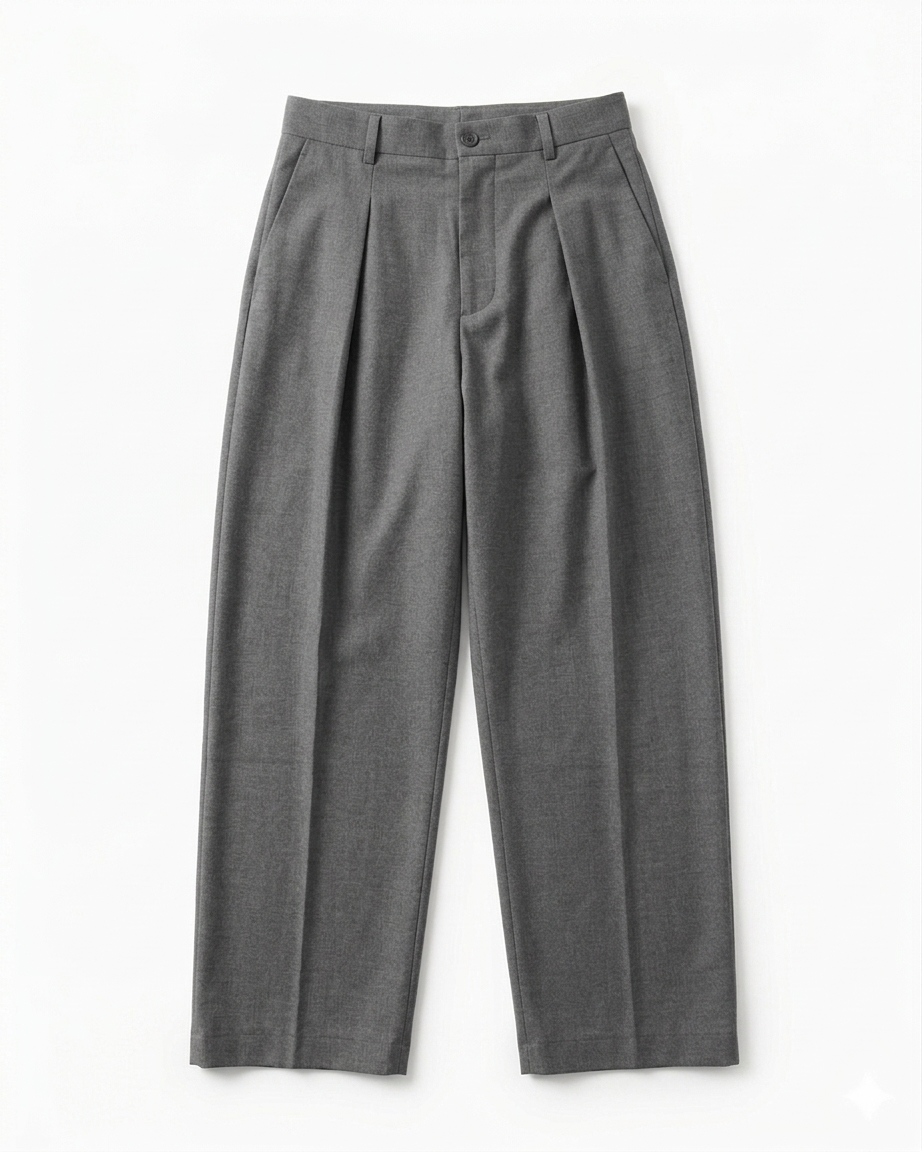 Le Classique Pleated Trouser-Heather Grey